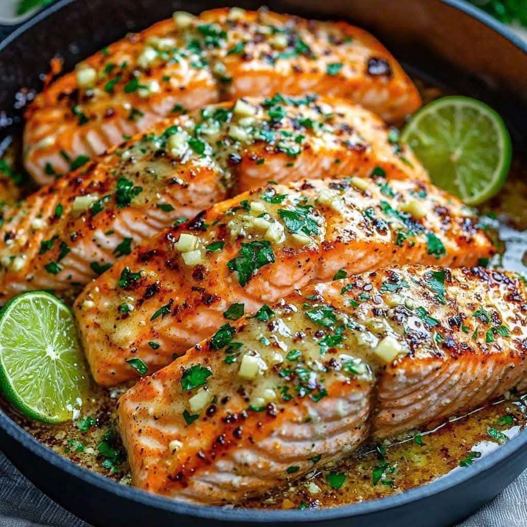 Honey-Lime Garlic Butter Baked Salmon